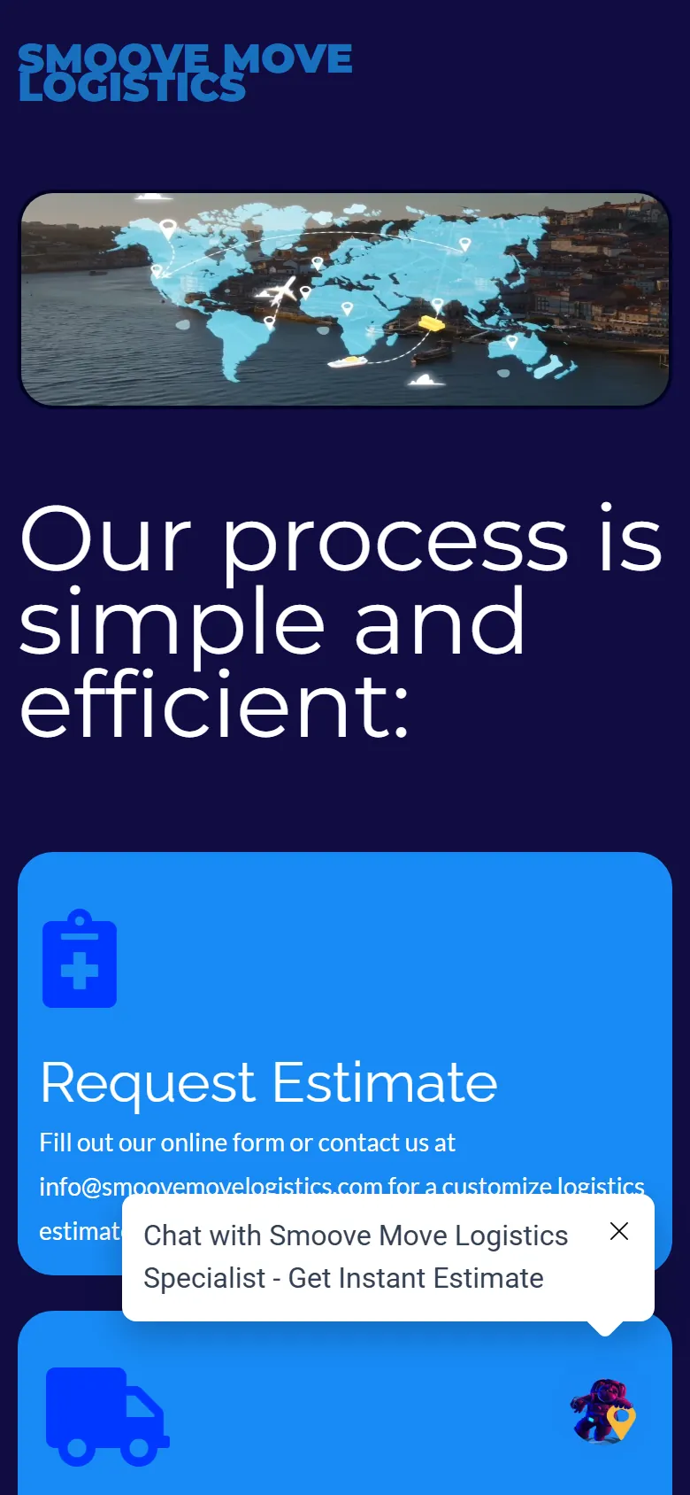 Smoove Move's old website on a phone, the name overlapping itself