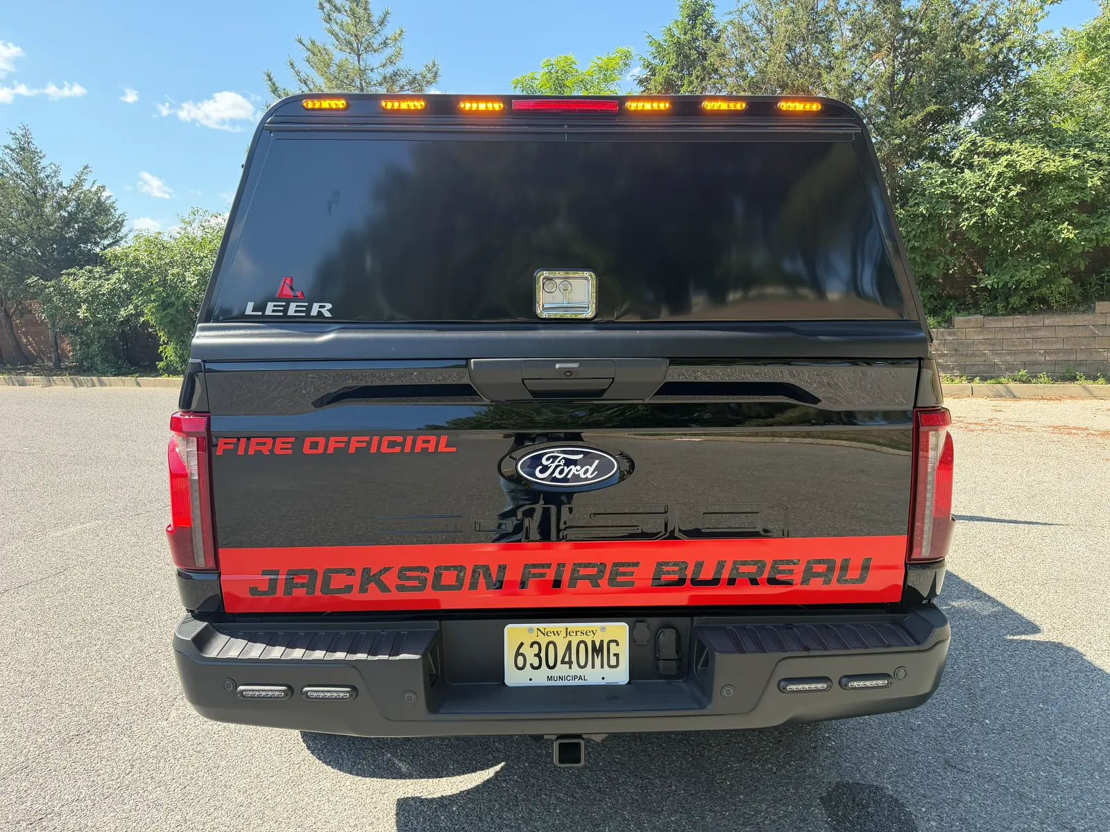 JACKSON FIRE BUREAU stripes + lettering — tailgate