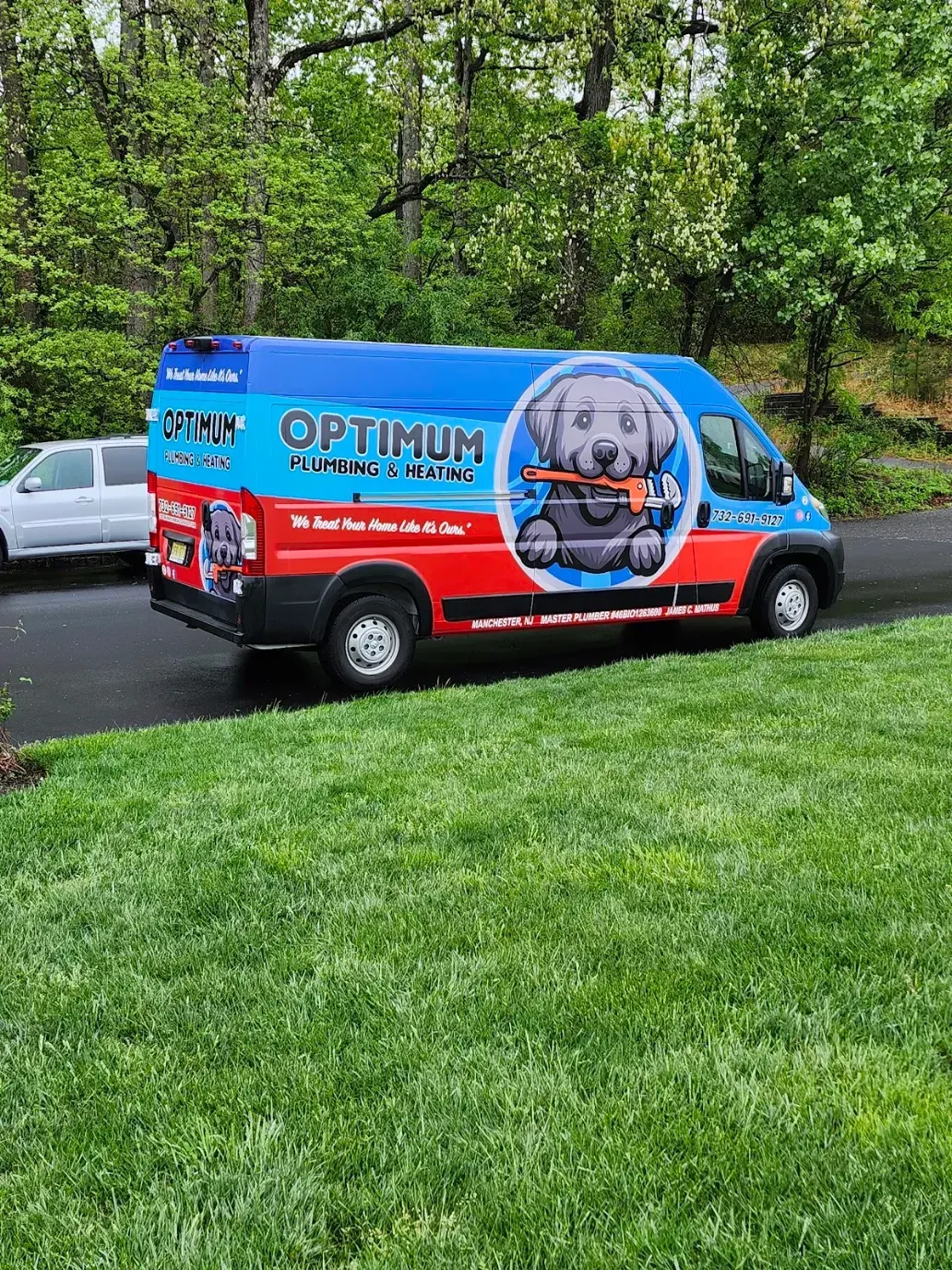 OPTIMUM PLUMBING & HEATING full wrap — van, rear three-quarter
