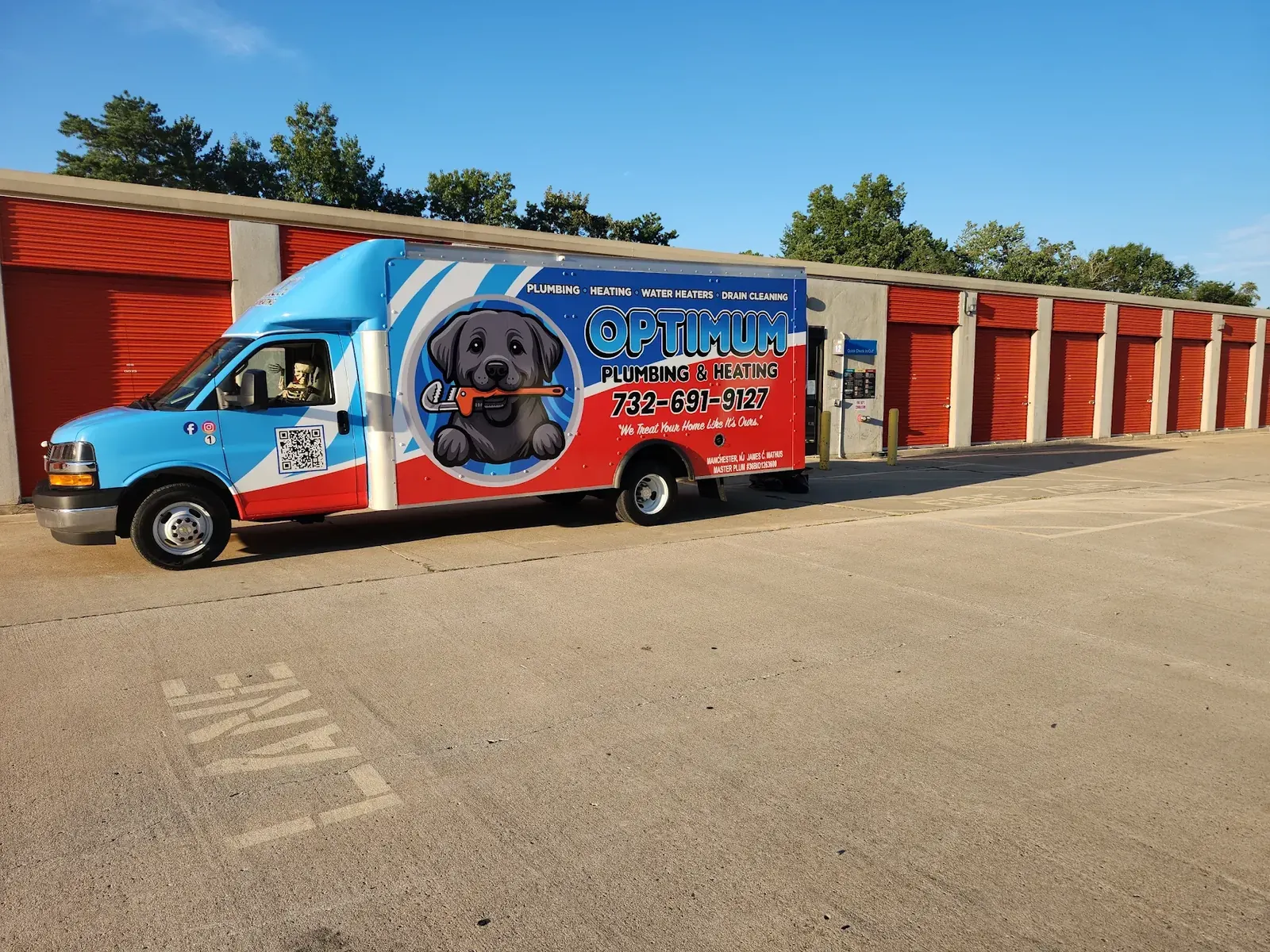 OPTIMUM PLUMBING & HEATING full wrap — box truck, driver side